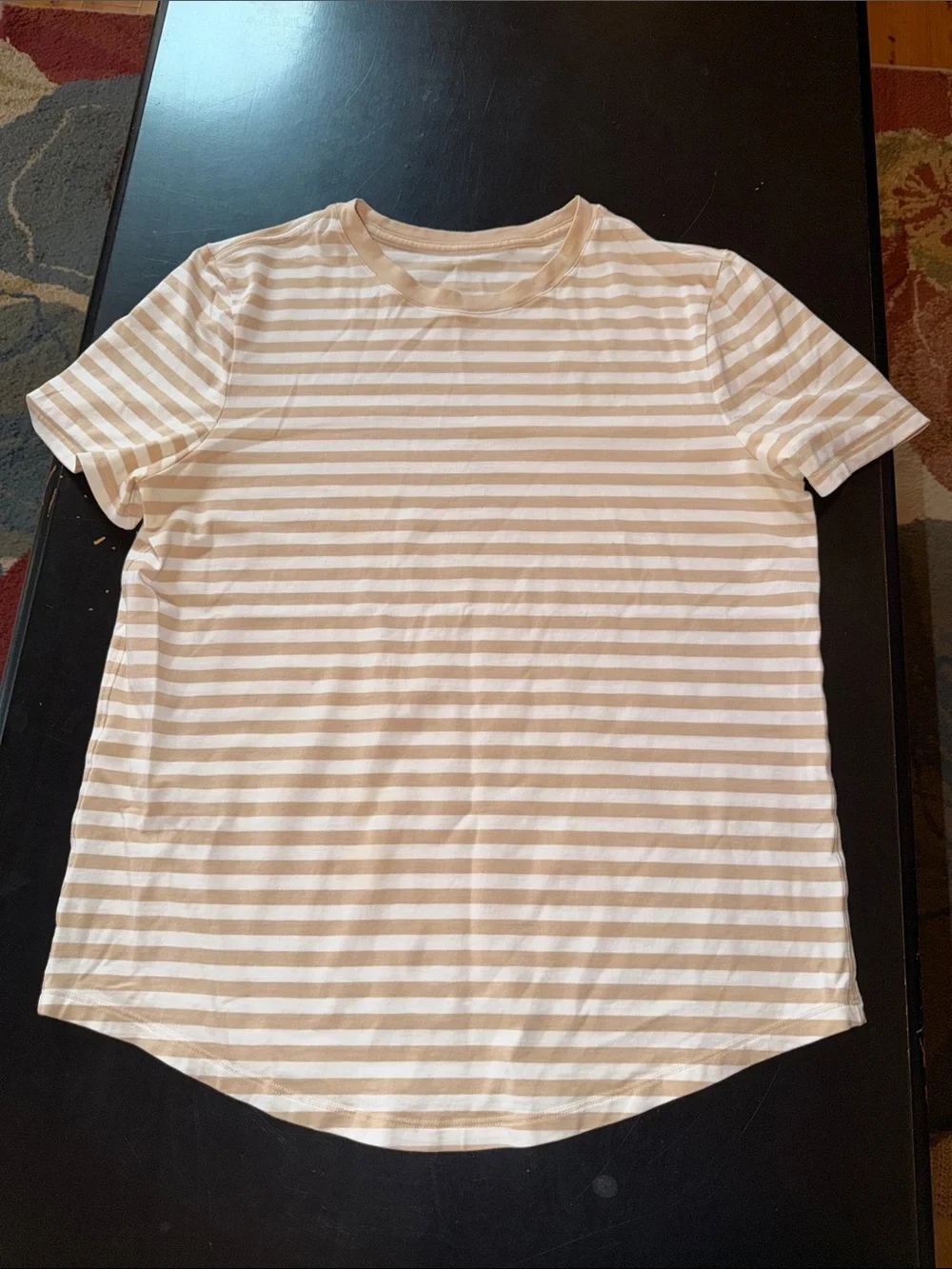 lululemon love crewneck Short Sleeve Striped Tee White Tan